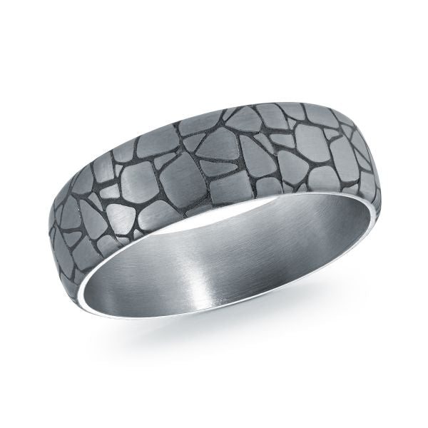 6.5MM Rock Laser Engraved Tantalum Wedding Band