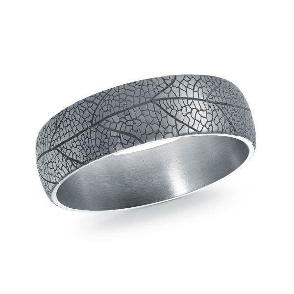 6.5MM Leaf Laser Engraved Tantalum Wedding Band