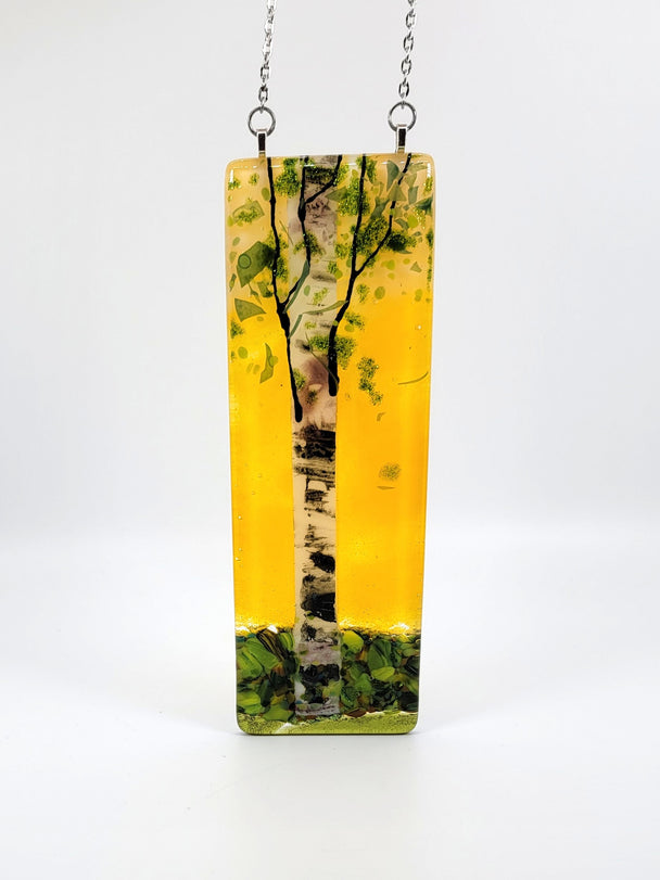Yellow Single Birch Small Window Hanger