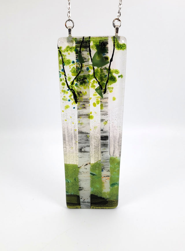 Foggy Double Birch Small Window Hanger