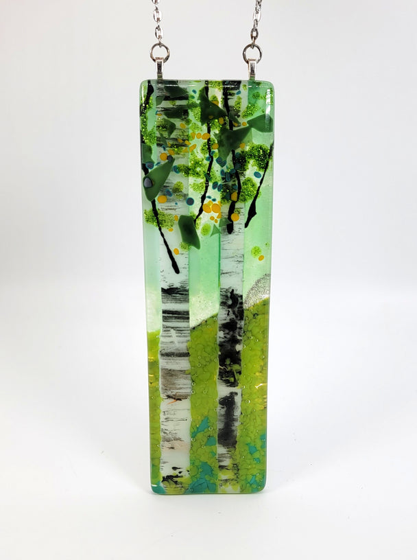 Green Sky Double Birch Small Window Hanger