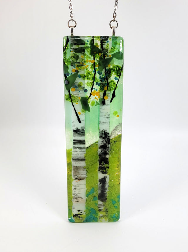 Green Sky Double Birch Small Window Hanger