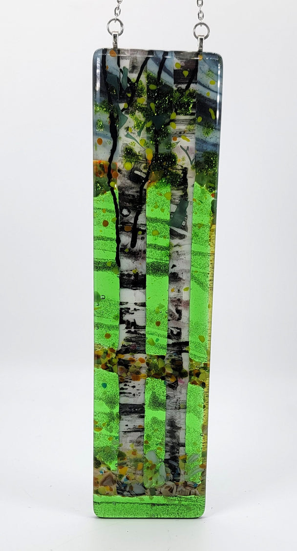 Fall Double Birch Green Hills Medium Window Hanger