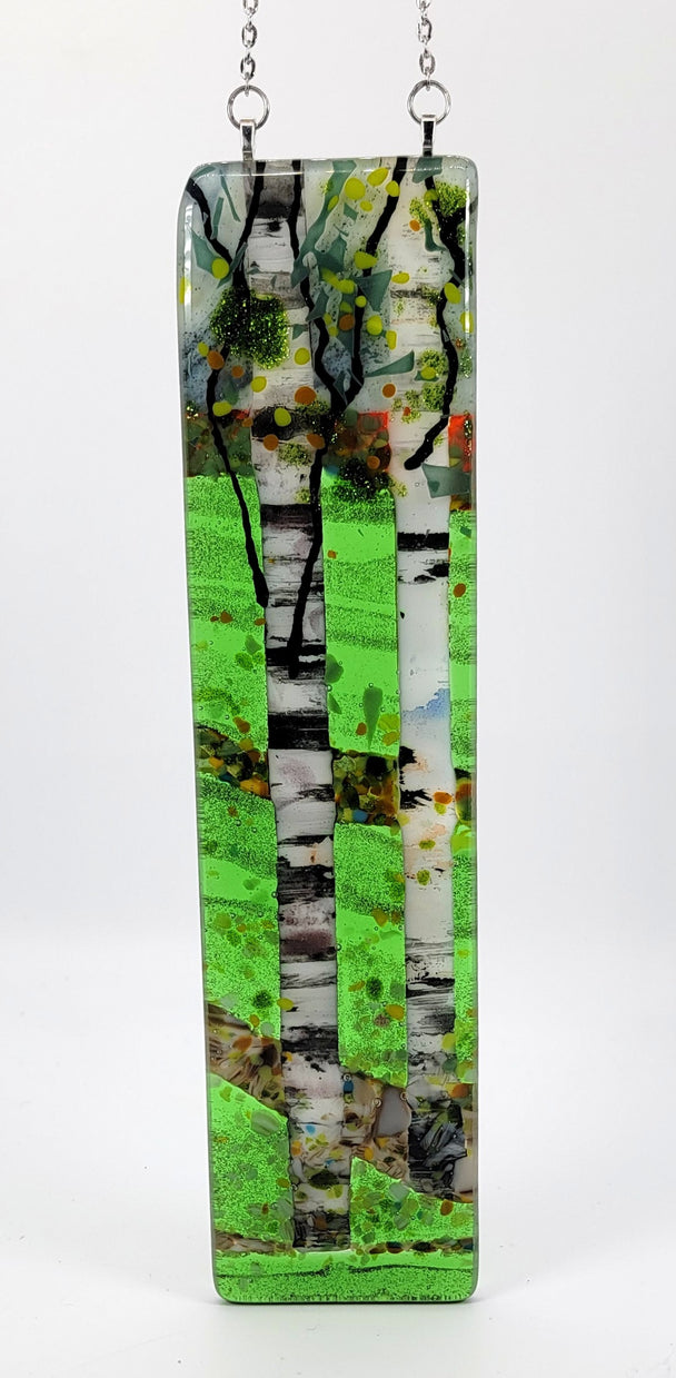 Fall Double Birch Green Hills Medium Window Hanger