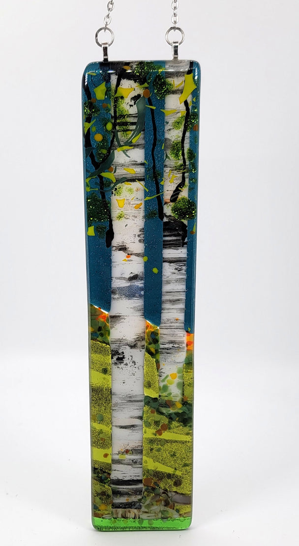 Double Birch Night Sky Medium Window Hanger
