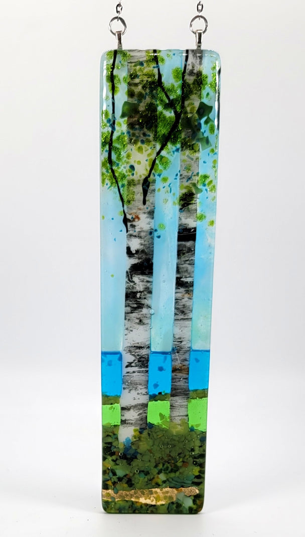 Double Birch with Water Medium Window Hanger