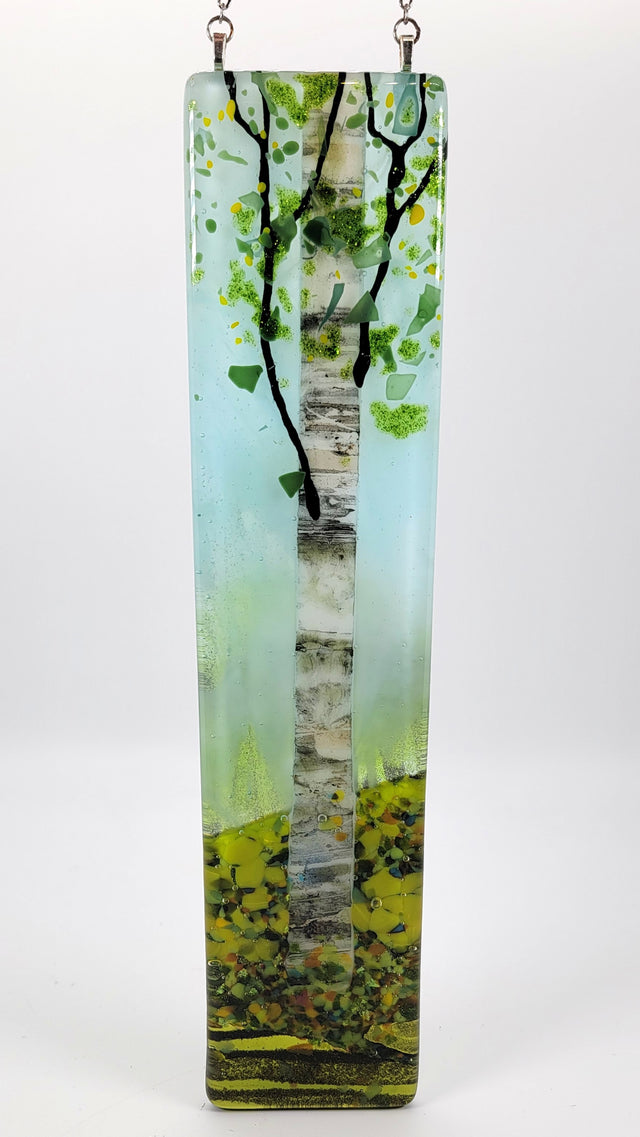 Single Birch Blue Sky Medium Window Hanger