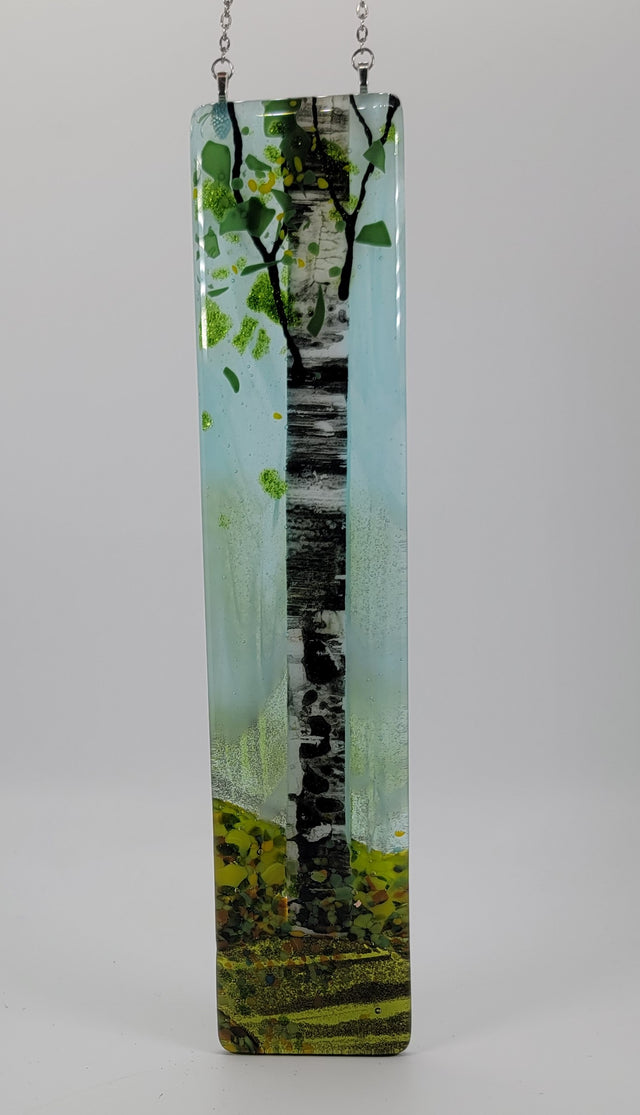 Single Birch Blue Sky Medium Window Hanger