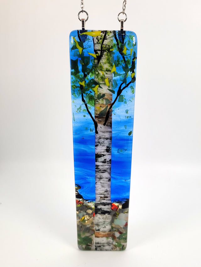 Evening Sky Single Birch Medium Window Hanger