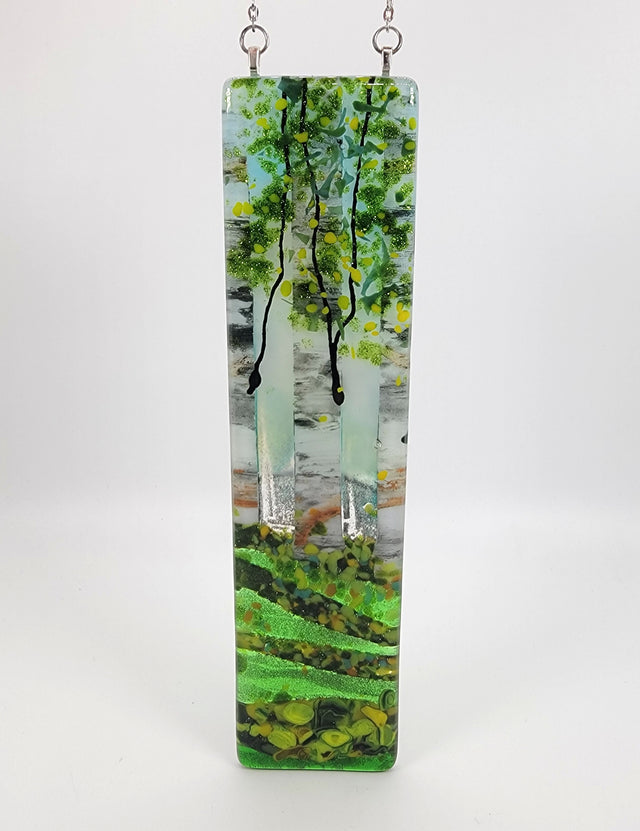 Misty Blue Sky Triple Birch Medium Window Hanger