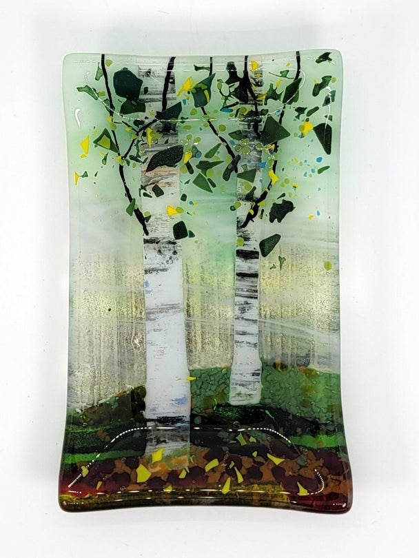 Pale Green Double Birch Tree Small Dish