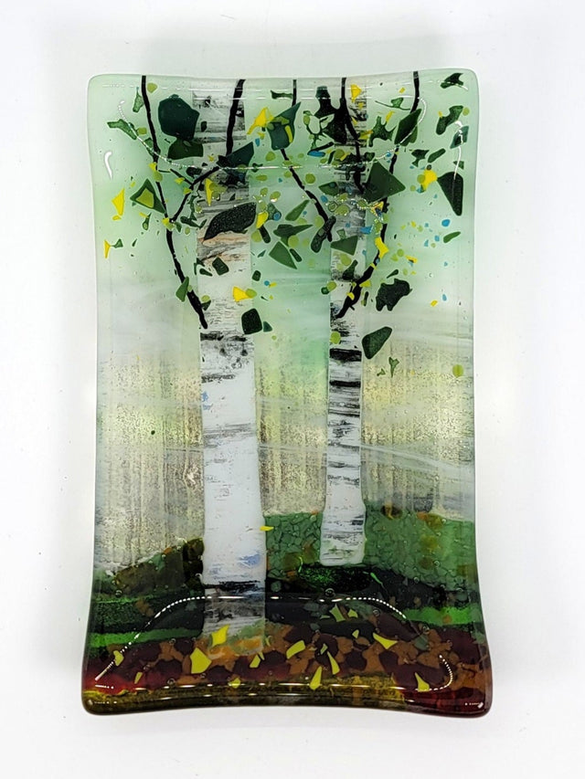 Pale Green Double Birch Tree Small Dish