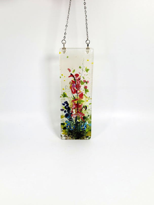 Tan Sky Red Wildflower Small Window Hanger