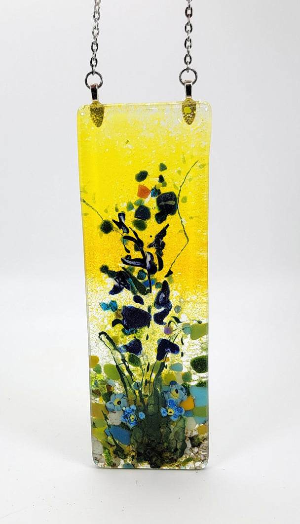 Yellow Sky Blue Wildflower Small Window Hanger