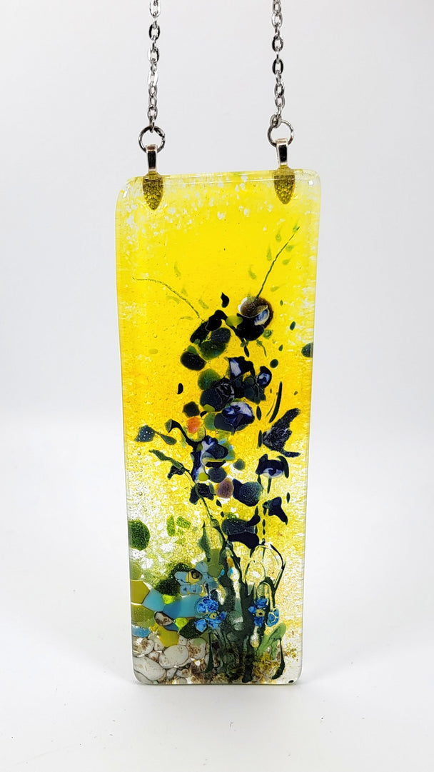 Yellow Sky Blue Wildflower Small Window Hanger