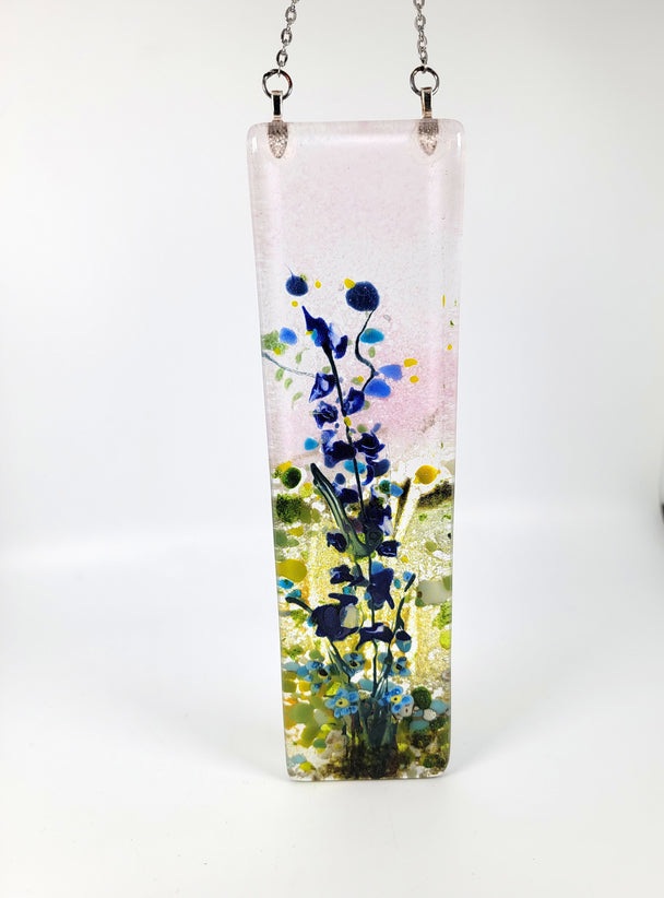 Pink Sky Blue Wildflower Window Hanger