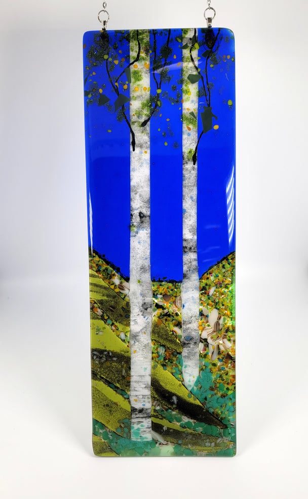 Night Sky Double Birch Window Hanger
