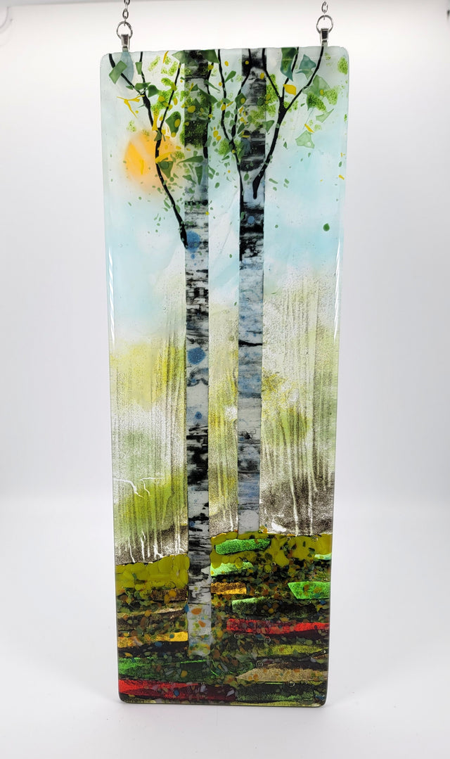 Landscape Double Birch Window Hanger
