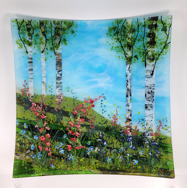Wildflower and Birch Large Square Plate