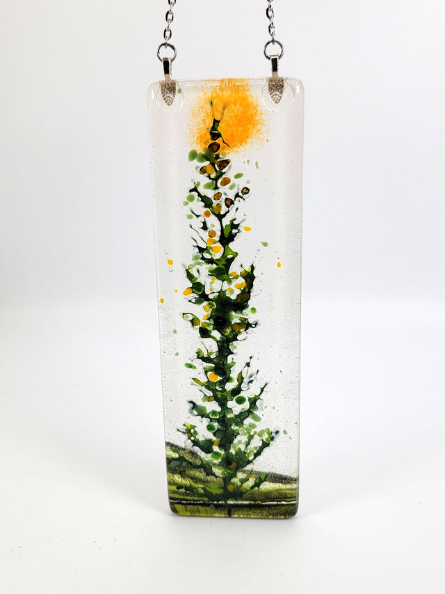 Foggy Sunny Sky Single Spruce with Birch Window Hanger