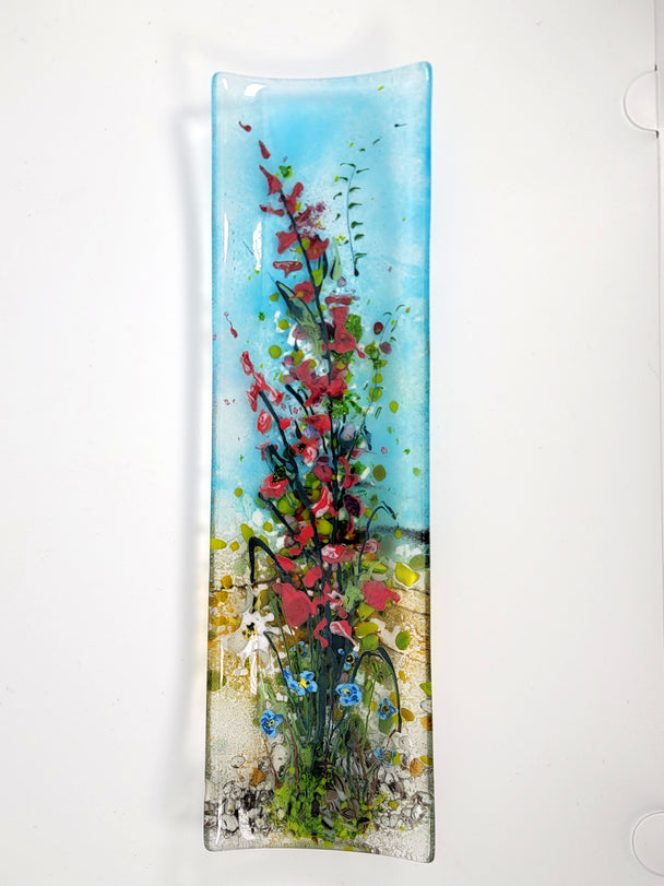 Blue Sky Pink Wildflower Channel Plate