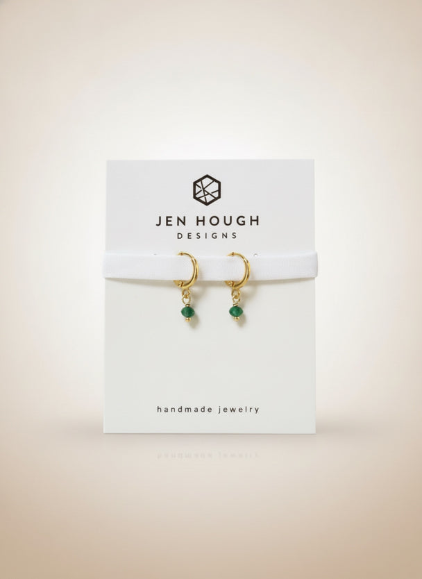 Emerald Huggie Earrings