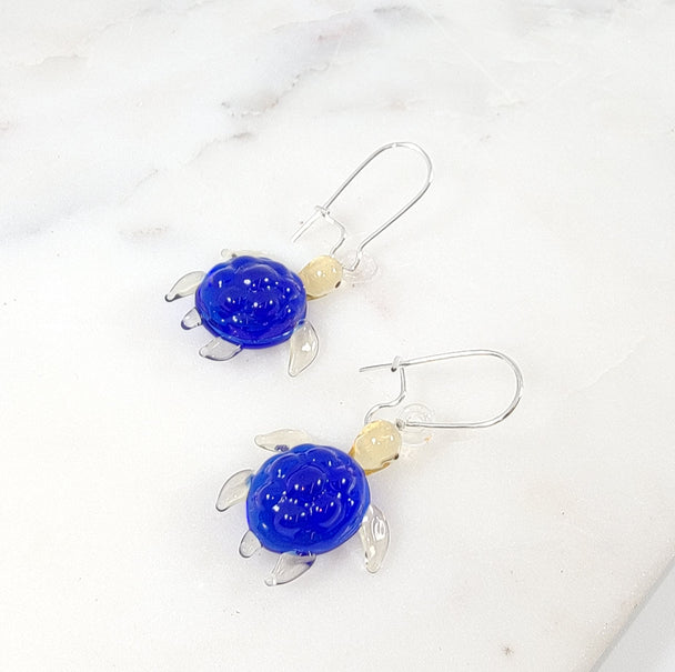 Mini Glass Sea Turtle Earrings