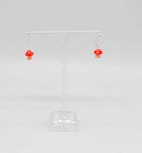 Mini Glass Mushroom Earrings