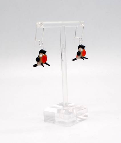 Mini Glass Robin Earrings
