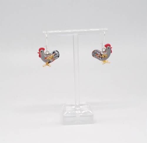 Mini Glass Chicken Earrings