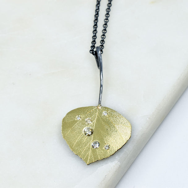 Single Aspen Leaf Pendant Necklace