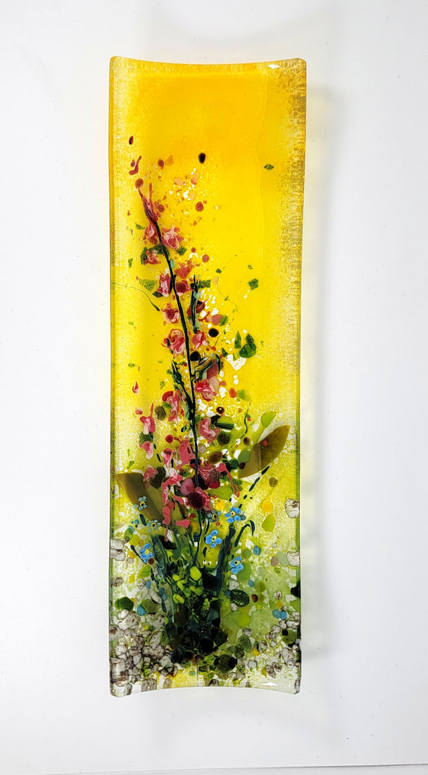 Yellow Sky Pink Wildflower Channel Plate