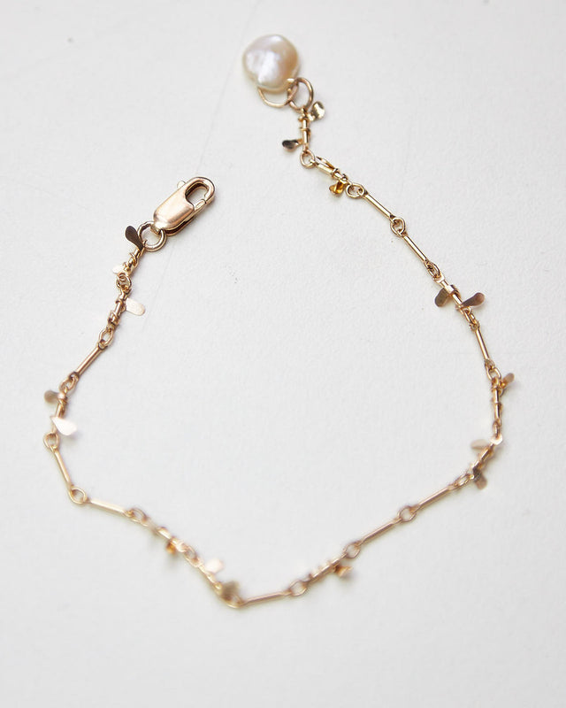 Gold Fill Pearl Sweet Pea Bracelet