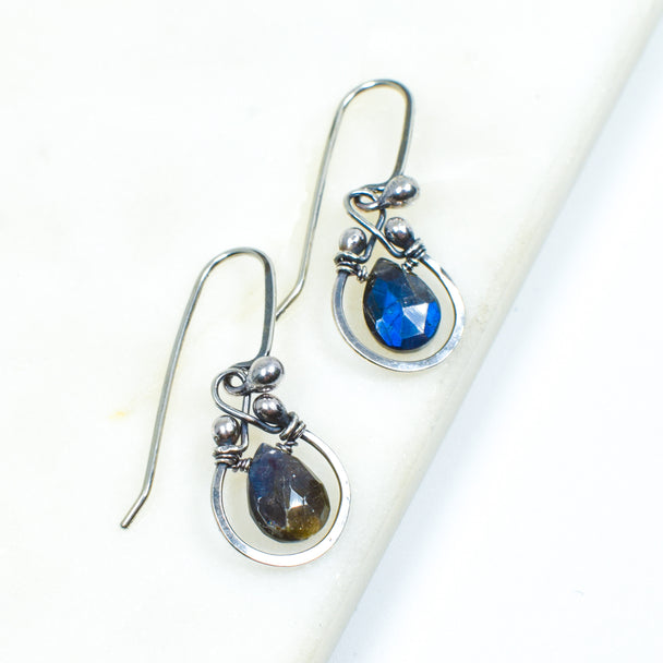 Labradorite Horseshoe Earrings