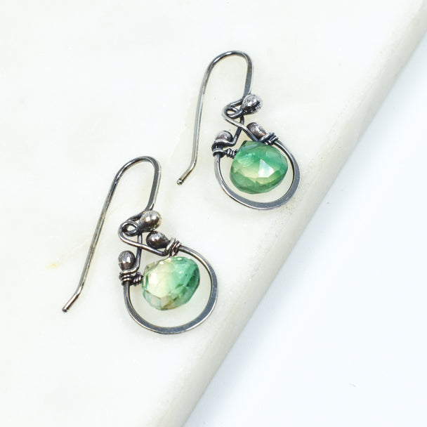 Green Quartz Horseshoe Earrings