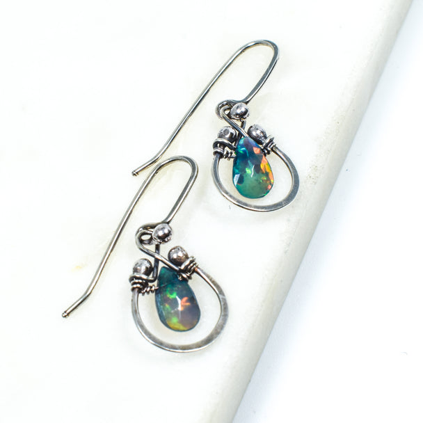 Opal Horseshoe Earrings