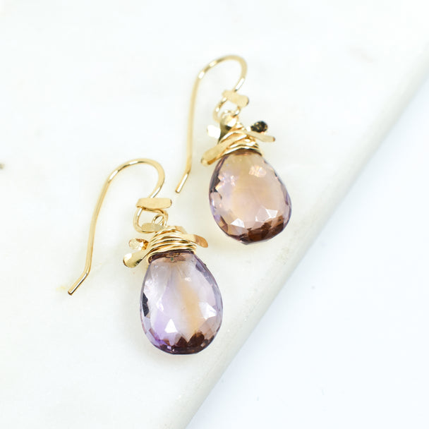 Ametrine Swarm Gold Earrings