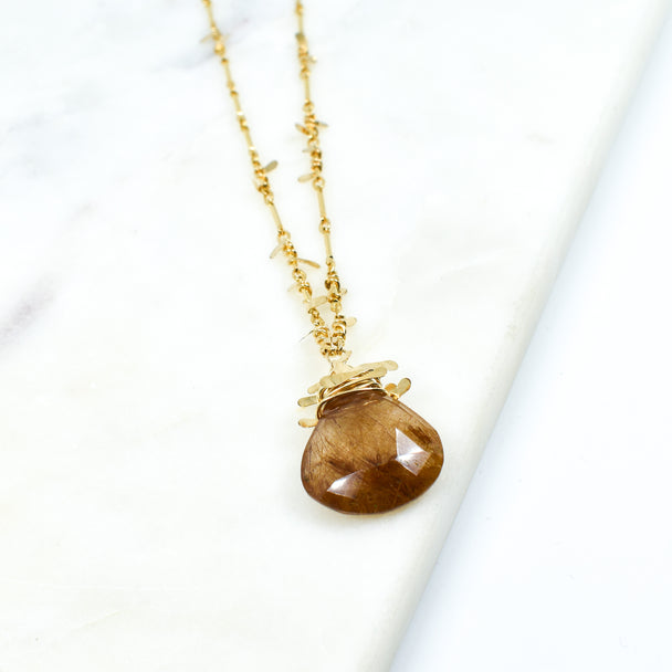 Rutilated Quartz Swarm Gold Necklace