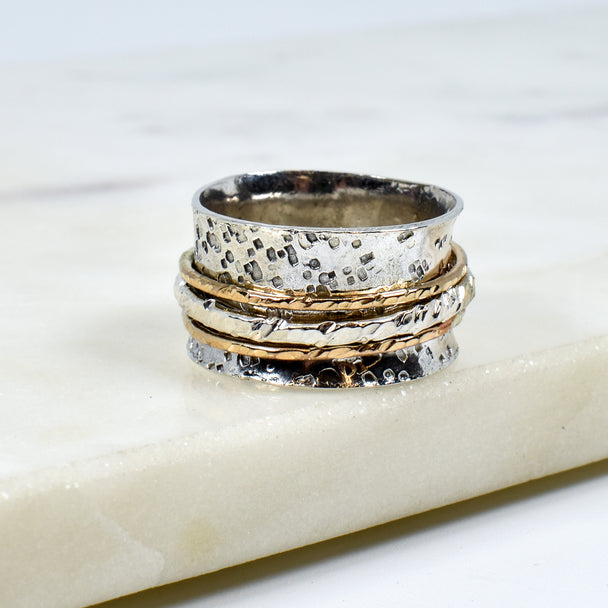Sterling Silver and Gold Fill Spinner Ring