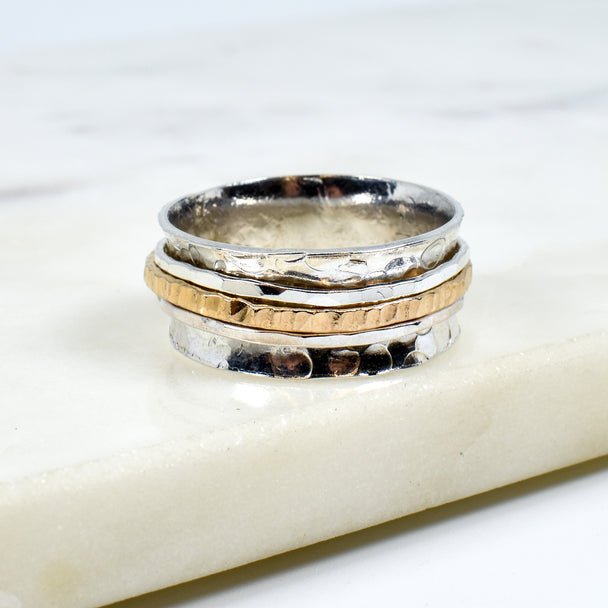 Sterling Silver and Gold Fill Spinner Ring