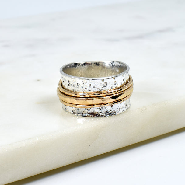 Sterling Silver and Gold Fill Spinner Ring
