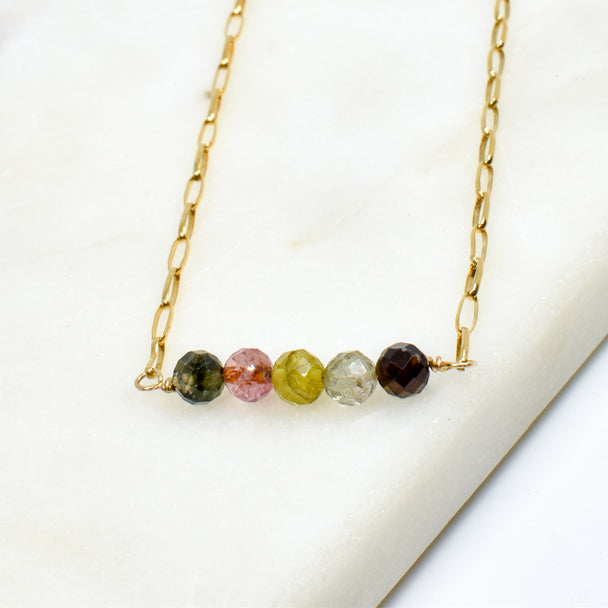 Watermelon Tourmaline Gold Fill Necklace
