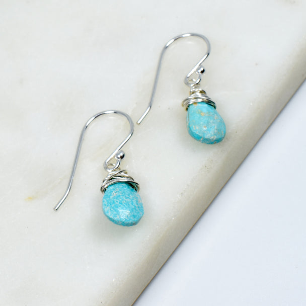 Top Wrapped Sleeping Beauty Turquoise Earrings