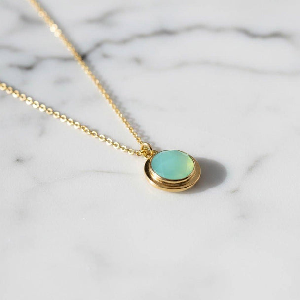 Chalcedony Rose Cut Pendant Necklace