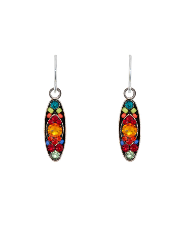 Sparkle Long Oval Earrings Multicolor