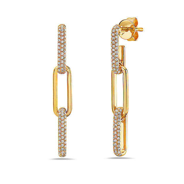 Diamond Paperclip Chain Earrings
