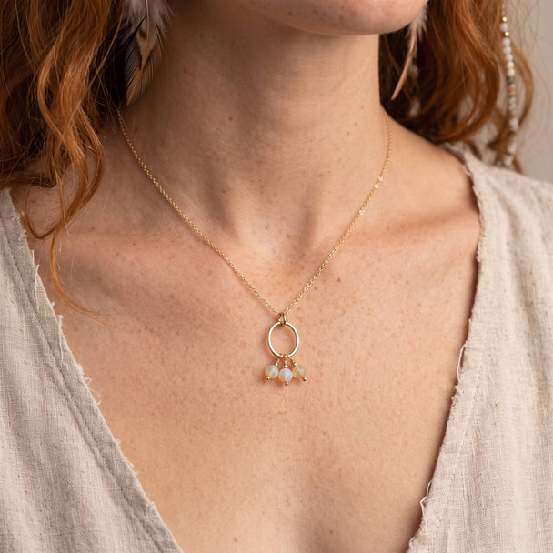 Ethiopian Opal Cluster Drop Necklace