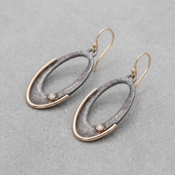 Gilded Arc Oval Earrings