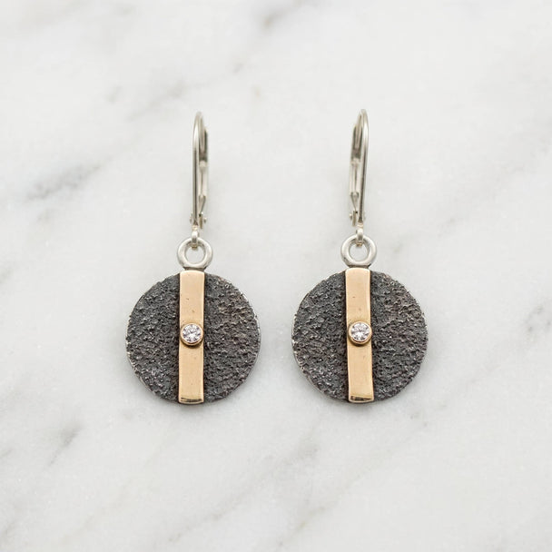 Gold Bar Disc Earrings