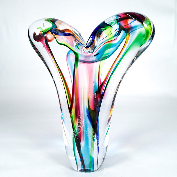 Multicolor Heart Glass Sculpture